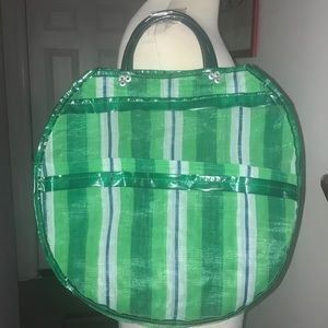 Vintage Double handle semi circle green mesh bag😘